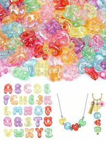 20/50/100pcs Random Large Transparent Letter Bead For Jewelry Making Supplies, Loose Acrylic Bead For DIY Phone Chain, Bracelet, DIY Jewelry Accessory - Clear Lace Letter Beads - View 7