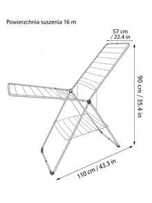 Vikbar X-ram tvättställ, extra stor torkyta på 16 m², lätt metalltorkställ, hopfällbar för enkel förvaring, stabil konstruktion, storlek 110*90*57 cm, lämplig för torkning av kläder, täcken och sängkläder - Svart - Visa 7