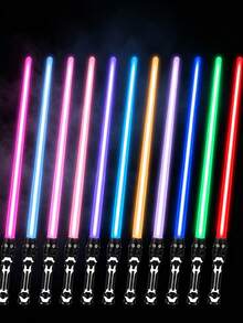 1pc Extendable , Shiny Light-Up Pressure Toy (Batteries Not Included), Random Color Parts, Sword, Toy, Christmas Decoration, Children's Interactive Toy, Party Gift, Birthday Gift - Multicolor - View 2