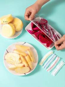 200/100/50/10pcs Transparent Summer Food Preservation Covers, Stretchable Transparent Plastic Plate Covers, Leak-Proof Dust-Proof Plastic Food Wrap, Reusable Bowl Covers; Designed For Home Food Storage - Colorful - View 5