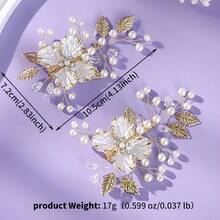 2pcs Handmade Floral Hair Clips, Luxury Niche Hair Accessories, Suitable For Daily Wear, Dates, Brides And Bridesmaids - Multicolor - View 5