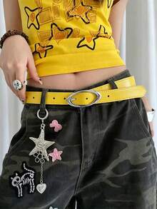 Sabuk Dekoratif Gaya Y2K Kuning untuk Jeans Wanita, Gaya Punk Sederhana, Personal, dan Serbaguna - Kuning - View 1