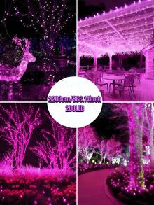 1件裝戶外太陽能燈串，300/200/150/100/50LED，防水仙女燈，8種照明模式，太陽能銅線燈串，DIY串燈，適用於花園、露台、庭院、婚禮、露營、派對、陽台、圍欄、萬聖節、樹木、聖誕派對裝飾 - 黑色 - 查看 38