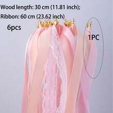Wedding Ribbon Wand With Bells, Lace Fairy Party Ribbon Wand; Colorful Faux Silk Satin Ribbon, Suitable For Various Parties, Birthdays And Festive Events; Holiday Decoration, Birthday Setup, Decorative Handheld Wand; Exquisite Lace Craftsmanship, Lightweight Wand Body; Bell Ribbon Style; Suitable For DIY Enthusiasts And Event Planners - View 12