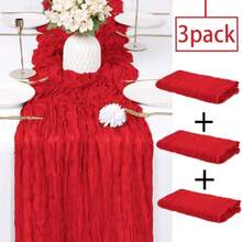 3PCS Cheesecloth Tablecloth, Bohemian Gauze Tablecloth, Rustic Transparent Tablecloth Suitable For Wedding, Bridal Shower, Birthday Party, Dining Table Decoration, Thanksgiving, Christmas Decoration - Multicolor - View 32