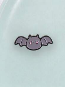 Cute Cartoon Bat Enamel Pin, Spooky‑Cute Halloween Lapel Brooch For Backpack Jacket - Dark Grey - View 6