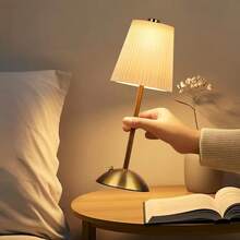 Cordless Rechargeable Table Lamp, 3 Color Touch Light, Bronze, Gift | Battery Powered Decorative Lamp Beige Fabric Lampshade Suitable For Bedroom Kitchen Living Room Office Nursery Bathroom Dorm - Various - View 1