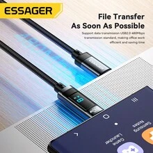 ESSAGER 240W USB Type C To USB C Cable 100W PD 3.1 Fast Charging Charger Wire Compatible With Iphone 15 16 Pro Max Pro - Grey - View 9