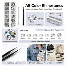 Ss6-Ss30 Multi-Size AB Iridescent Rhinestone Set, 12-Compartment Mixed Size Assorted Rhinestone Set, Suitable For DIY Artwork, Clothing, Bags Rhinestone Decoration Creative Materials - Multiple Specifications - View 4