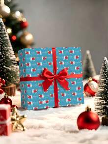 1 Roll Of Christmas Gift Wrapping Paper Featuring A Pattern Of Dogs Wearing Red Christmas Outfits;Perfect For Christmas Gift Wrapping,Holiday Party Decor,Home Festive Decoration,DIY Craft,Festive Favour Wrapping Dimensions: 43 Cm X 300 Cm. - A - View 2
