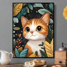 1 قطعة طقم رسم الماس 5D DIY بنمط قطة لطيفة - فن الفسيفساء بحفر دائري كامل، ديكور جدار المنزل، بدون إطار - بدون إطار - مشاهدة 3