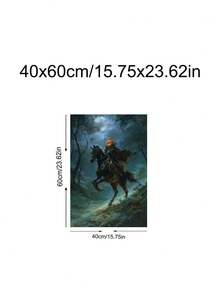 1pc Dark Academia Sleepy Hollow Headless Horseman Poster, Vintage Pumpkin Print, Gothic Halloween Decor, Bedroom Decor, Living Room Decor, Dorm Decor, Wall Art, Wall Decor, Home Decor, Room Decor, Canvas Wall Art, Poster, Framed Wall Art, Optional Frame - Horseman - View 33