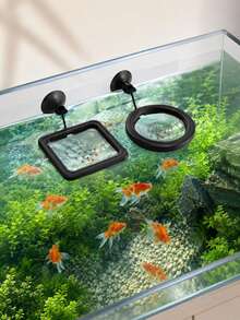 Automatic Fish Feeder, Suitable For Aquatic Plants, Suction Cup Aquarium Feeding Ring, Floating Plant Ring, Suitable For Bettas, Goldfish, Turtles And Other Aquarium Feeding (Black) - Black - View 1