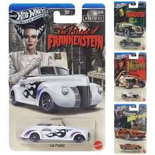 1:64 Diecast Model Car, Mattel Hot Wheels GDG83 Universal Monsters Series,  , Cockney Cab II, Rip Rod, Mummy, Wolf Man, Chevy Panel, Dracula, Collectible Gift Toy - Multicolor - View 1