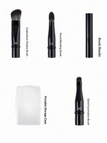 5/1 Pc Mini Travel Makeup Brush Set With Clear Box, Contour Brush, Concealer Brush, Eyeshadow Brush, Eyebrow Brush, Convenient For Travel, Soft And Multi-Functional To Meet Daily Makeup Needs - Black - View 4
