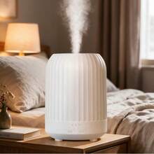Aromatherapy Diffuser, Bedroom Essential Oil Diffuser, Quiet Home Humidifier, 250ml Aromatherapy Diffuser With 7 LED Color Options (Warm Light Optional), Built-In Auto Timer 1H/3H/6H, Auto Shut-Off Function, Suitable For Bedroom, Nursery, Hotel And Plants - White - View 12