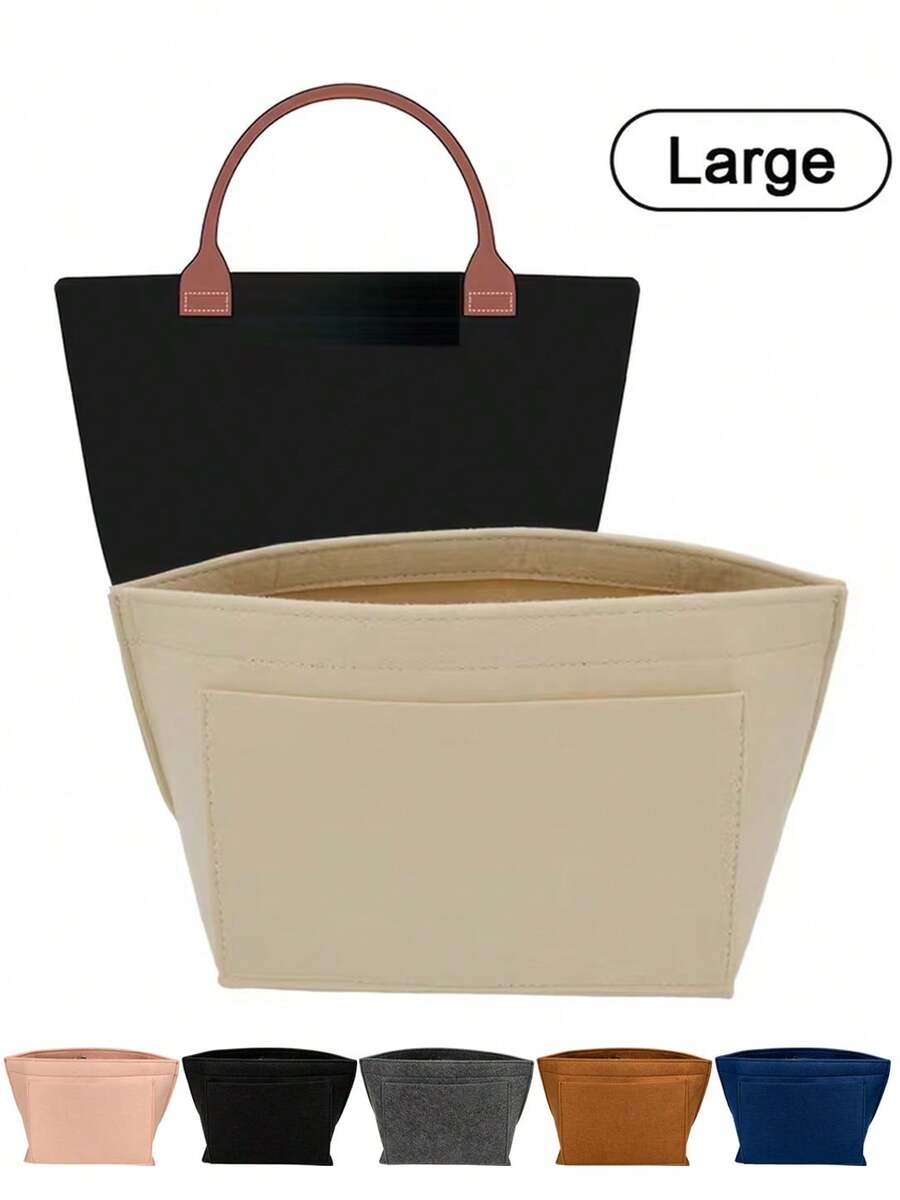 Felt Tote Bag Organizer Insert With Anti-Sag Bottom And Multi-Pocket Compartments - Suitable For Commuter Bag Lining, Medium And Large Sizes Available, Durable Felt Handbag Shaping Pad, Fits Standard Tote Bags - Multicolor - View 1