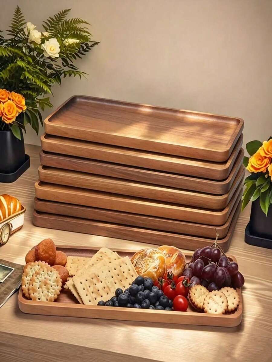 Wooden Tray - Versatile Snack Tray, Dessert Plate, Cheese Board, Fruit Platter, Can Be Washed, Decorated, Premium Kitchen Accessory, Suitable For All Seasons