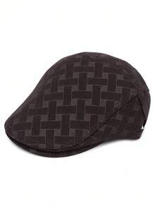 Men's Geometric Jacquard Beret, Adjustable Back Strap Newsboy Cap, Casual Flat Top Ivy Cap, Suitable For Daily Outdoor Wear - Diamond Checkered 7-color Newsboy Cap - View 15