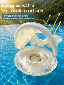 Butterfly Shaped Pool Float Chair With Detachable Sunshade, Transparent Inflatable Swim Seat With Handles, Summer Pool Beach Water Toy - Multicolor - View 7