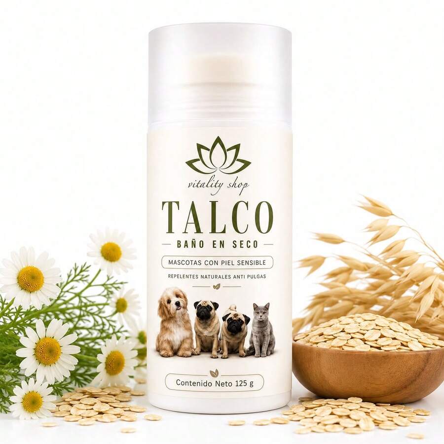 Talco Baño En Seco Orgánico Para Perros, Gatos Y Hurones 125g. - PIEL SENSIBLE 125 GR - Ver 1