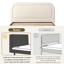 Bed Frame Made Of Boucle Beige 207 X 157 X 97 Cm For Bedroom - 米色 - 查看 8