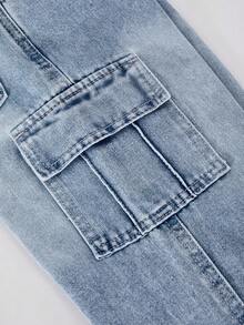Straight Leg Casual Denim Jeans, Suitable For Toddlers, Street Style - Blue - View 7
