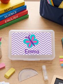 1pc Personalized Clear Plastic Pencil Case, Custom Text Pencil Box, Cute Pattern Stationery Storage Box, Back To School Gift For School - Multicolor - View 8