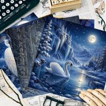 36 Sheets Winter Fantasy Scrapbook Paper, 6x6 Inch Enchanted Ice Castle Craft Paper, White Peacock, Unicorn & Snow Queen Ephemera For Junk Journals, Art Collage, And DIY Cards. - Square - View 6