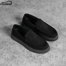 Men's Outdoor Casual Loafers, Sporty Thick Sole Fashion Versatile Slip-On Slouchy Shoes - Black - View 3