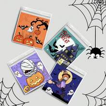 50pcs/60pcs/100pcs Reusable Halloween Self Sealing Treat Bags Pumpkin Ghost Print Cookie Snack Packaging For Candy Party Favors Dessert Table Gift Supplies - Multicolor - View 1