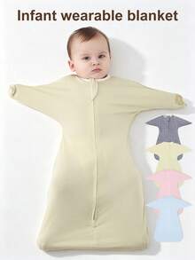 1pc Soft Transition Baby Swaddle Blanket Sleeping Bag - With Double-Sided Zipper For Easy On And Off, Suitable For 0-6 Months Boys And Girls, Anti-Startle, Helps Baby Stay Comfortable, Ideal Gift For Baby - Multicolor - View 1