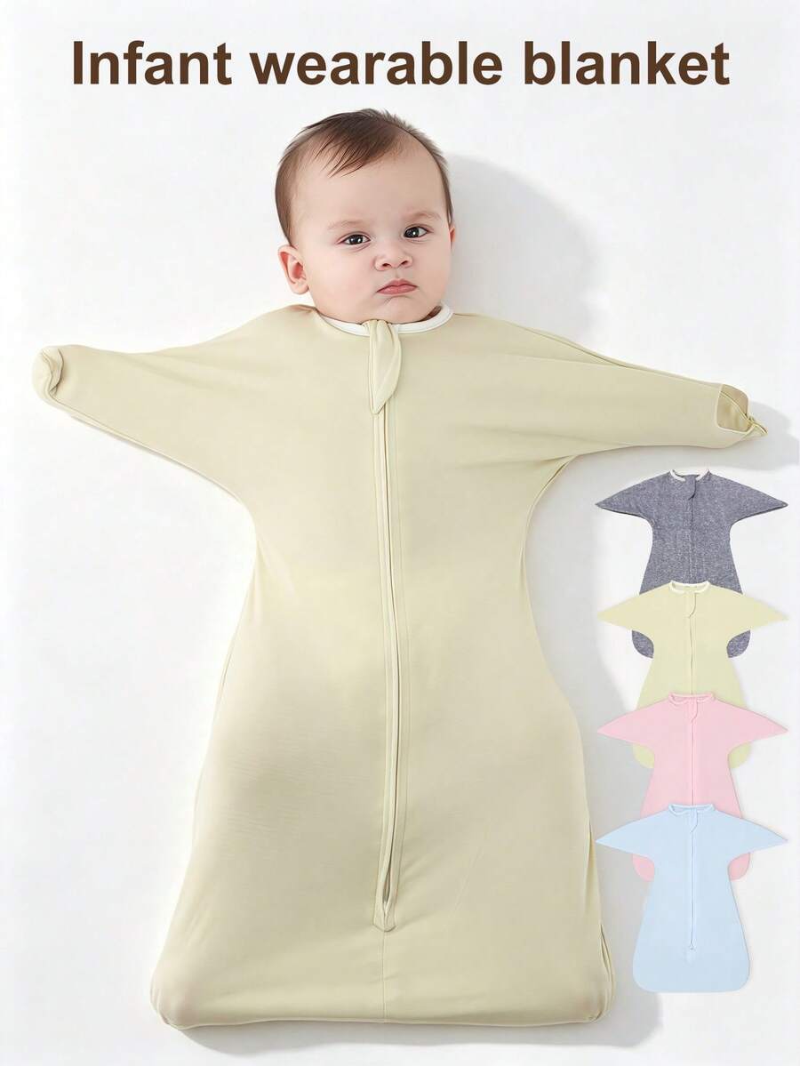 1pc Soft Transition Baby Swaddle Blanket Sleeping Bag - With Double-Sided Zipper For Easy On And Off, Suitable For 0-6 Months Boys And Girls, Anti-Startle, Helps Baby Stay Comfortable, Ideal Gift For Baby - Multicolor - View 1