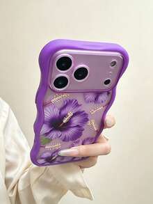 Floral Painted Skin-Feel Matte Purple Wavy Edge 2-In-1 Anti-Drop Full Coverage Phone Case Protective Cover Compatible With Ip 17/Ip 17pro/Ip 17promax/ IP16/11/16pro/16plus/16promax/16e/15Promax/13/14/12/XS/XR/7G/8P Phone Case Protective Cover - Multicolor - View 5