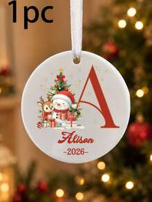Custom Monogram Christmas Ornament, Personalized Name & Initial Tree Hanging Decor, Festive Snowman Holiday Accent, Customized 2026 Christmas Keepsake, Customizable Christmas Tree Decoration, Gift For Family And Friends, Room Decor, Christmas Gift - Style B - View 11