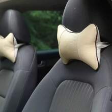 PU Leather Car Neck Pillow & Lumbar Support Set, Breathable Perforated Car Seat Headrest & Back Support Cushion, Comfortable Driving Interior Accessories - Pillow - View 3