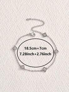 1件新款時尚銀色鋯石花卉鏈條項鍊飾品 - 款-銀色 - 查看 4