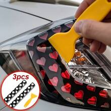 3pcs Heart Tail Light Stickers, Personalized Hollow Heart Car Rear Light Decals, Romantic Creative Car Body Decoration Stickers With Scraper (2 Stickers + 1 Scraper) - New Heart Upgrade - View 2