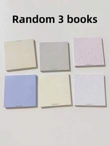 3 Random Korean-Style Colorful Ink Splatter Dot Sticky Note Pads, Solid Color Blank Square Portable Memo Pads, Minimalist Lineless Sticky Notes, Student Diary Hand-Drawn Doodle Blank Memo Pads, Small Notebooks, Back To School - Notepad - View 6