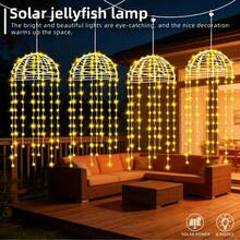 Exquisite Solar Hanging Jellyfish Decor Lights In Realistic Jellyfish Design. Soft Tentacles Sway Gently In Breeze. Solar Auto‑Charge And Auto‑On At Dusk. Can Be Hung In Staggered Arrangement. Perfect For Garden, Yard, Homestay And Party Decoration. - Solar Powered Hanging Jellyfish - View 2