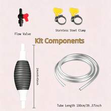 1 Set Portable Siphon Pump Kit, Includes 100cm/39.37inch Oil Transfer Hose, Manual Pump, 2 Hose Clamps & 1 Flow Control Valve, Multipurpose For Gasoline, Water & Other Liquid Transfer, Ideal For Automotive Repair, Emergency Fuel Transfer, Camping, RV Use, And A Great Gift For Mechanics & Car Enthusiasts - A - View 10