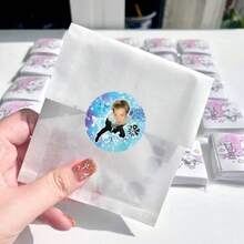 500pcs/Roll CORTI/S Roll Stickers Round Cartoon Portrait Seal Stickers Scrapbook DIY Collage Material Gift Box Packaging Decorative Stickers K-Pop Fan Support Merchandise Birthday Gift For Best Friend - Multicolor - View 5