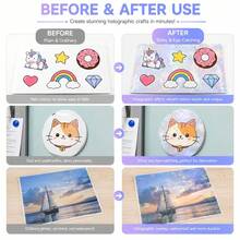 10/20/50 Sheets A4 Size 8.3x11.7 Inch Holographic Sticker Paper - Cold Laminate PVC Self-Adhesive Film, Fireworks Effect, Suitable For Crafts, Scrapbooking, Gift Wrapping And Party Decoration, Scrapbooking Supplies | Decorative Overlay | Rainbow Color - Fireworks Style - View 4