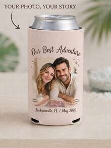 Custom Photo & Text Beverage Can Sleeve, Upload Your Own Image Personalized Beverage Can Sleeve, Custom Text Location & Date, Party Favor, Perfect Souvenir For Bachelorette/Bachelor Party, Outdoor Gathering And Holiday Celebration - Multicolor - View 8