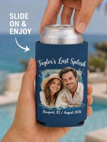 Custom Photo & Text Beverage Can Sleeve, Upload Your Own Image Personalized Beverage Can Sleeve, Custom Text Location & Date, Party Favor, Perfect Souvenir For Bachelorette/Bachelor Party, Outdoor Gathering And Holiday Celebration - Multicolor - View 9