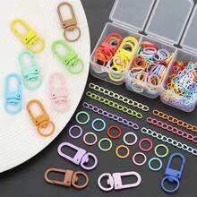 102pcs DIY Keychain Making Parts, Random Mixed Colors, Includes Rotating Lobster Clasp, Jump Rings, 5-Section Chains, Door Hooks, Connector Hooks, Suitable For Braided DIY Keychains, Bag Charms, Open Connectors, Keychain Accessories Making Materials, DIY Key Ring Accessories - Clasp & Jump Ring & Extension Chain - View 9