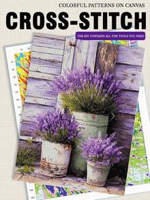 11/14/16CT Printed Cross Stitch Kit. Purple Lavender. Relaxing DIY For Adult Beginners. Includes Cloth, Needles, Threads & Chart. Handmade Wall Art Decor Gift. 30x40cm/11.8x15.7in. - Purple Lavender - View 2