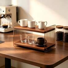 1PC Desktop Double-Layer, Three-Layer Cup Holder Coffee Storage Rack, Suitable For Coffee Corner, Dining Table, Kitchen Countertop, Storage Rack, Tableware Display Rack, Halloween, Christmas Holiday Decoration Storage Table. - Multicolor - View 2