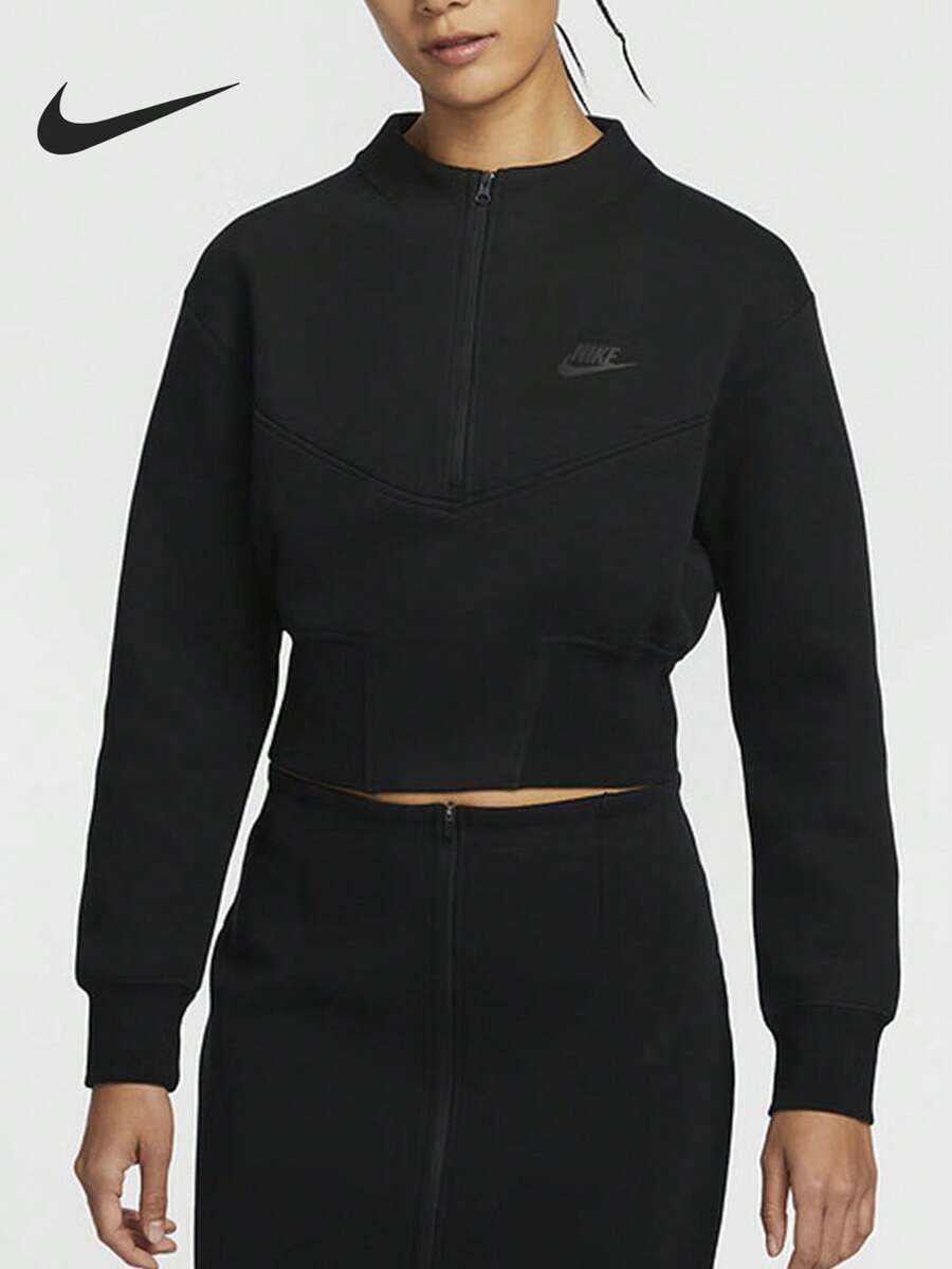 Sweatshirt Rajut Pendek Setengah Resleting Hangat Wanita Nike Asli Baru HJ1032-010 - HJ1032-010 - View 1