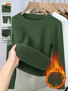 Plus Size Women Thermal Tops - Green - View 1